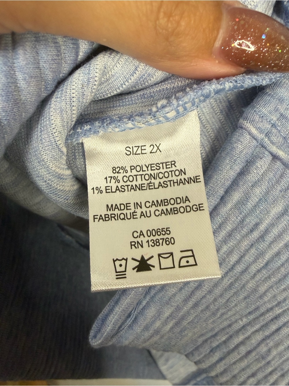 Active Zone Penningtons Womens 2X Blue Ribbed Funnel Neck Pullover Sweatshirt - Picture 8 of 10